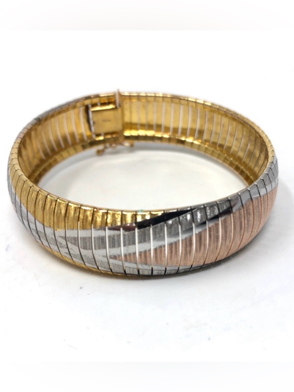 Sterling silver tricolor bracelet, made in Italy, 27.9g